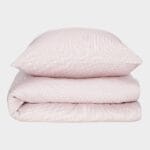 Bambus sengetøj hvid/gammel rosa stribet 140x200